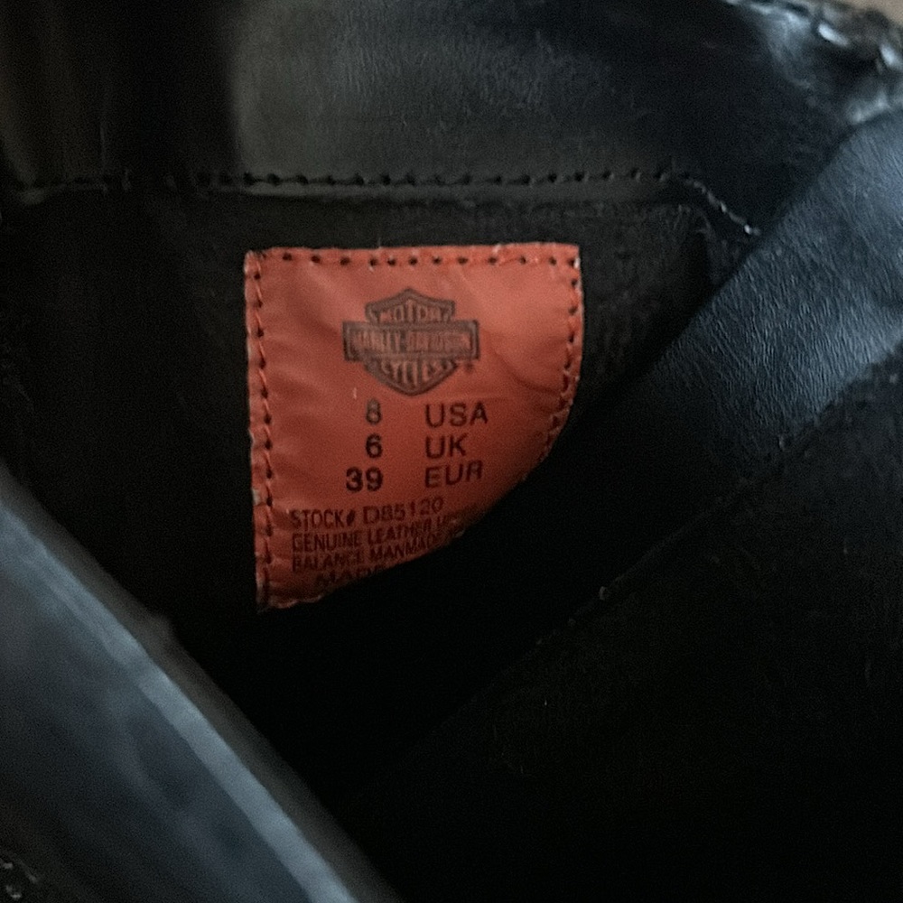 Harley-Davidson Sexy Black Leather Wedge Heel Moto Boots Shoes **Size 8**🔥🔥 - Picture 8 of 10